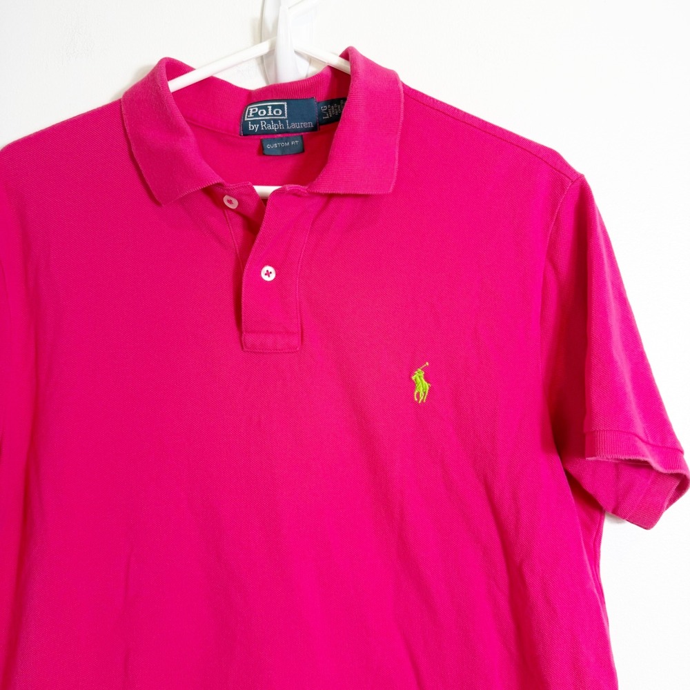 Polo Ralph Lauren Polo Shirt Mens Large Pink Custom Fit Short Sleeve Mesh Pony